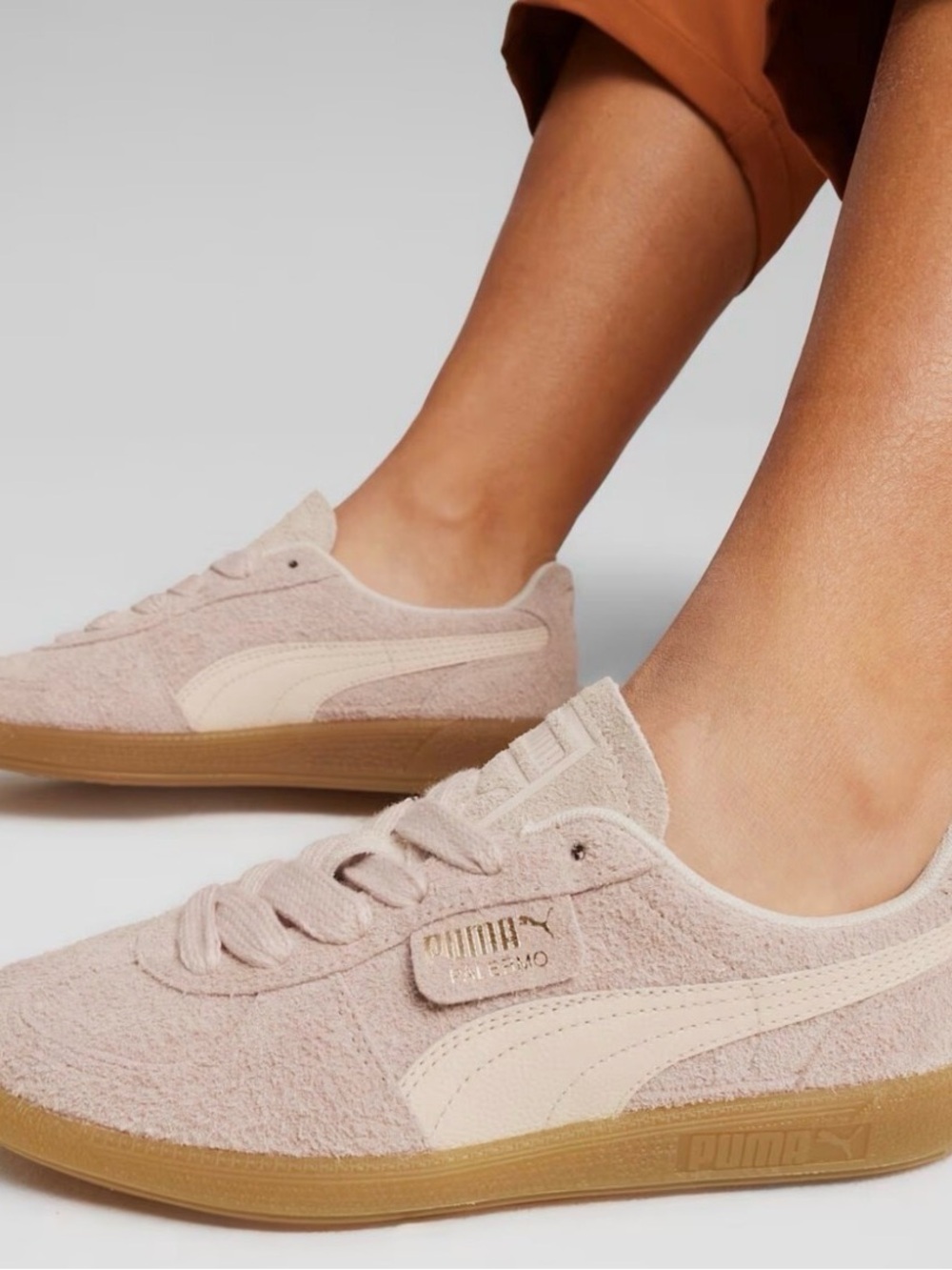 Puma Women's Pale Pink Suede Sneakers with Gum Outsole - Picture 2 of 8